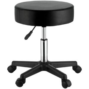 rolling stools with wheels, 400 lbs weight capacity adjustable height stool with ultra thick seat cushion, swivel stools chair for salon, bar, home, office, tatoo, medical, massage, black