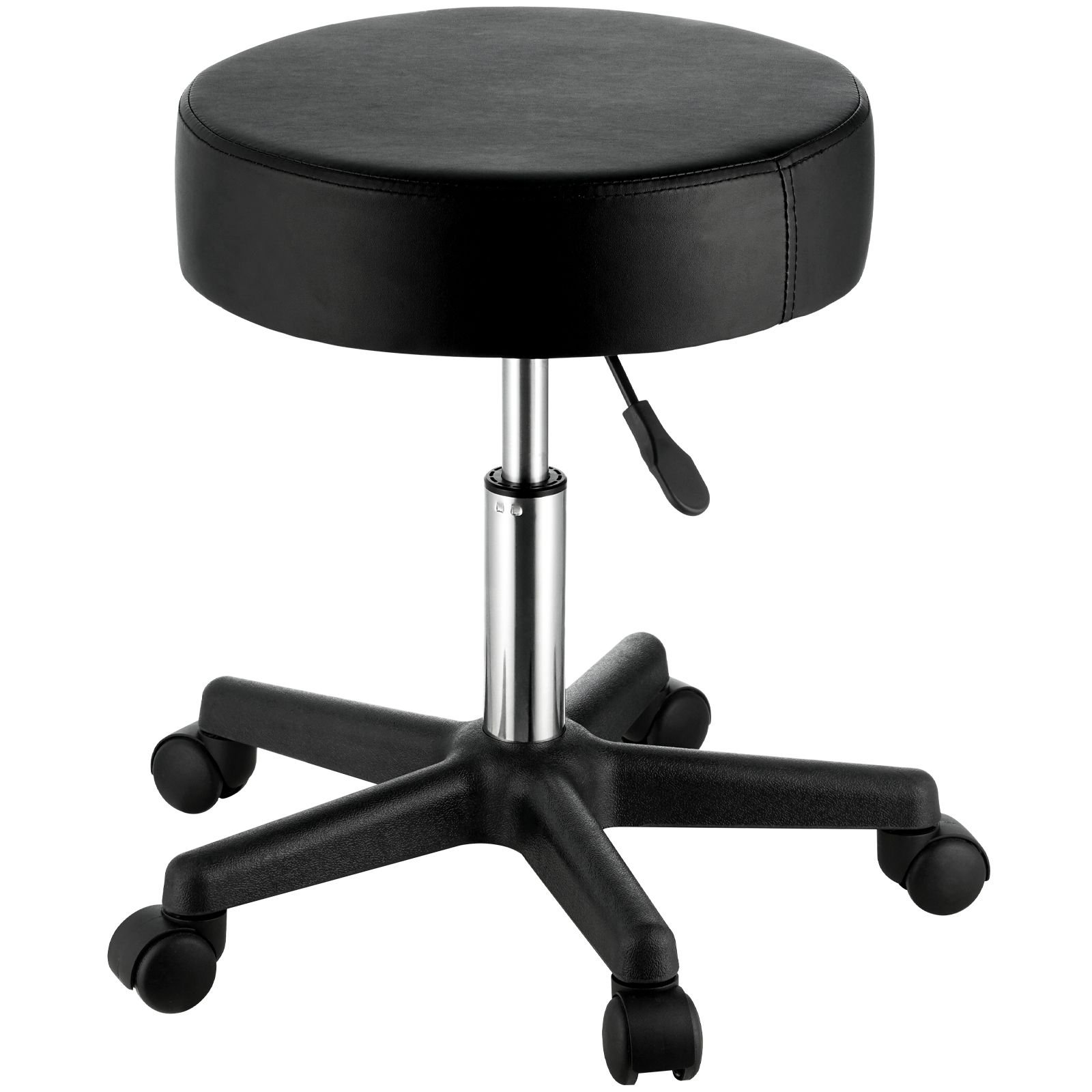 rolling stools with wheels, 400 lbs weight capacity adjustable height stool with ultra thick seat cushion, swivel stools chair for salon, bar, home, office, tatoo, medical, massage, black