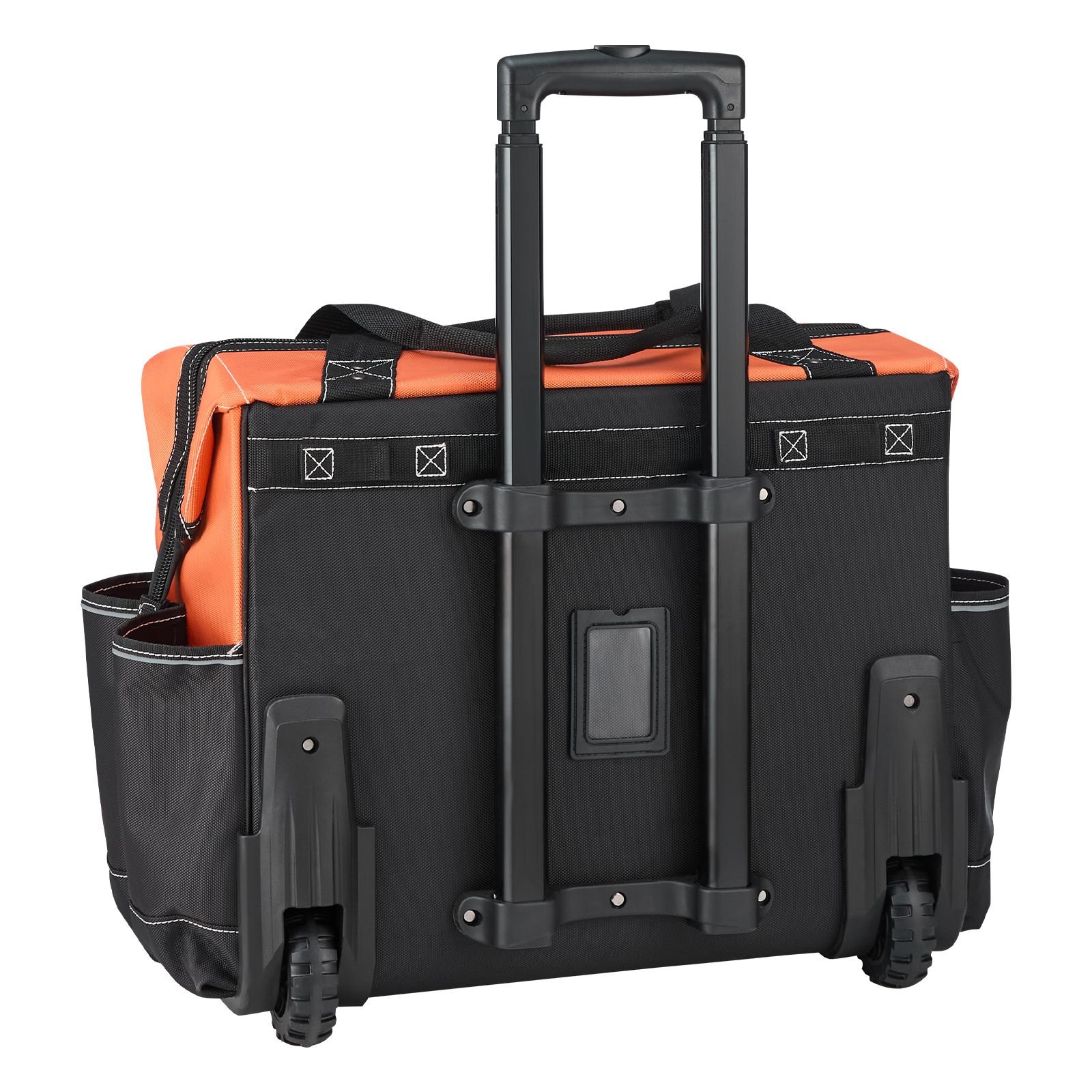 rolling tool bag, 110 lbs load capacity, 27 pockets heavy duty roller tool bag on wheels, adjustable telescoping handle & stable base, toolbag organizers with wheels for construction, mechanic