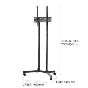 rolling tv stand, mobile tv cart for 32 65 inch screens, height adjustable, portable monitor stand with wheels holds up to 88 lbs for living room, bedroom, office, outdoor, max vesa 400x400mm