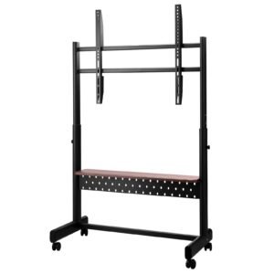 Rolling TV Stand, Mobile TV Cart for 55-100 Inch Screens, Height Adjustable Portable Monitor Stand with Tray, Holds up to 205 lbs for Living Room, Bedroom, Office, Outdoor Max VESA 800 x 600 mm