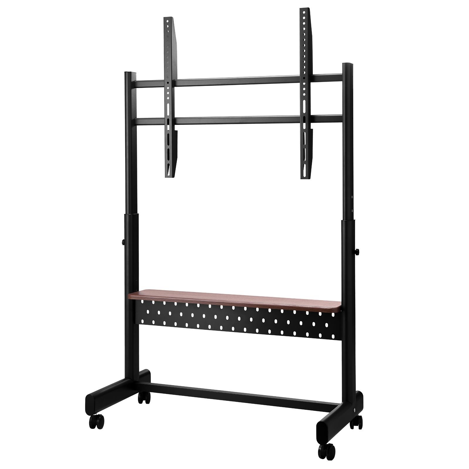 rolling tv stand, mobile tv cart for 55 100 inch screens, height adjustable portable monitor stand with tray, holds up to 205 lbs for living room, bedroom, office, outdoor max vesa 800 x 600 mm
