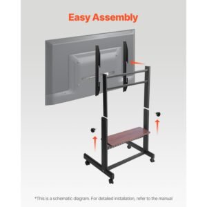 rolling tv stand, mobile tv cart for 55 100 inch screens, height adjustable portable monitor stand with tray, holds up to 205 lbs for living room, bedroom, office, outdoor max vesa 800 x 600 mm