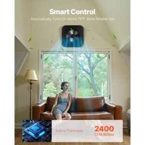 roof attic exhaust fan, 35w smart solar roof ventilation fan auto temperature control, 2400 cfm airflow built in brushless dc motor for cooling and dehumidification, no remote