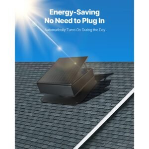 roof attic exhaust fan, 35w smart solar roof ventilation fan auto temperature control, 2400 cfm airflow built in brushless dc motor for cooling and dehumidification, no remote