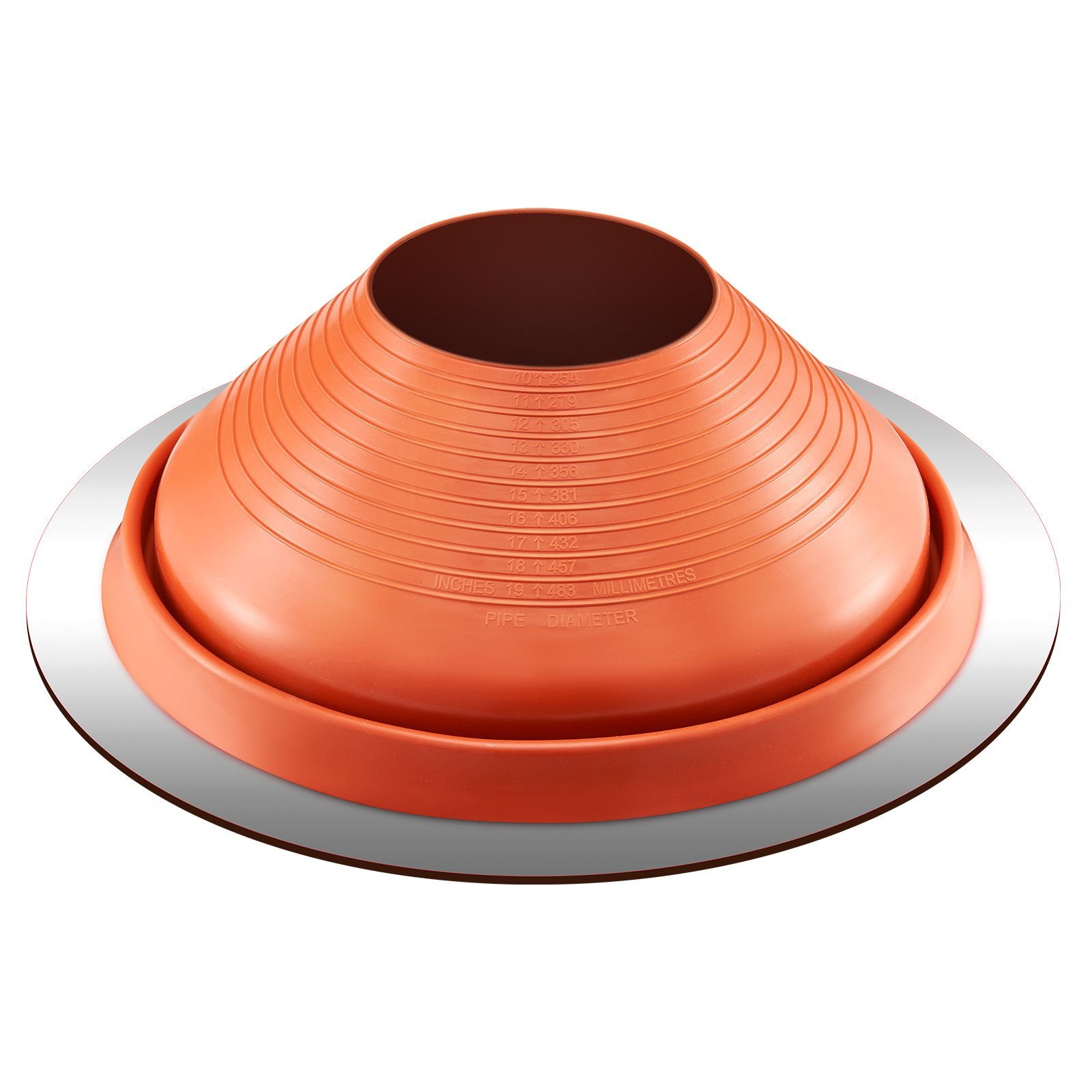 roof pipe flashing boot, fit pipe od 10" to 19", flexible silicone roofing jack pipe flashing, high temp 101 fahrenheit to 437 fahrenheit, lasting round red metal base