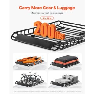 roof rack basket 51 x 36 x 41 in universal rooftop cargo carrier with 1120 x 870 x 260 mm cargo bag net ratchet straps 200 lbs max load capacity car top luggage holder for suv truck car 1.jpg