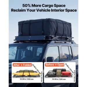 roof rack cargo basket, 51 x 36 x 4 in, heavy duty roof top carrier basket with folding design, 200 lbs capacity, all weather easy install car top luggage holder, universal fit for suv truck car
