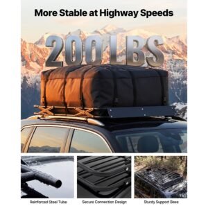 roof rack cargo basket, 51 x 36 x 4 in, heavy duty roof top carrier basket with folding design, 200 lbs capacity, all weather easy install car top luggage holder, universal fit for suv truck car