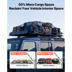 roof rack cargo basket, 64 x 39 x 4 in, heavy duty roof top carrier basket with folding design, 200 lbs capacity, all weather easy install car top luggage holder, universal fit for suv truck car