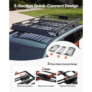 roof rack cargo basket, 64 x 39 x 4 in, heavy duty roof top carrier basket with folding design, 200 lbs capacity, all weather easy install car top luggage holder, universal fit for suv truck car