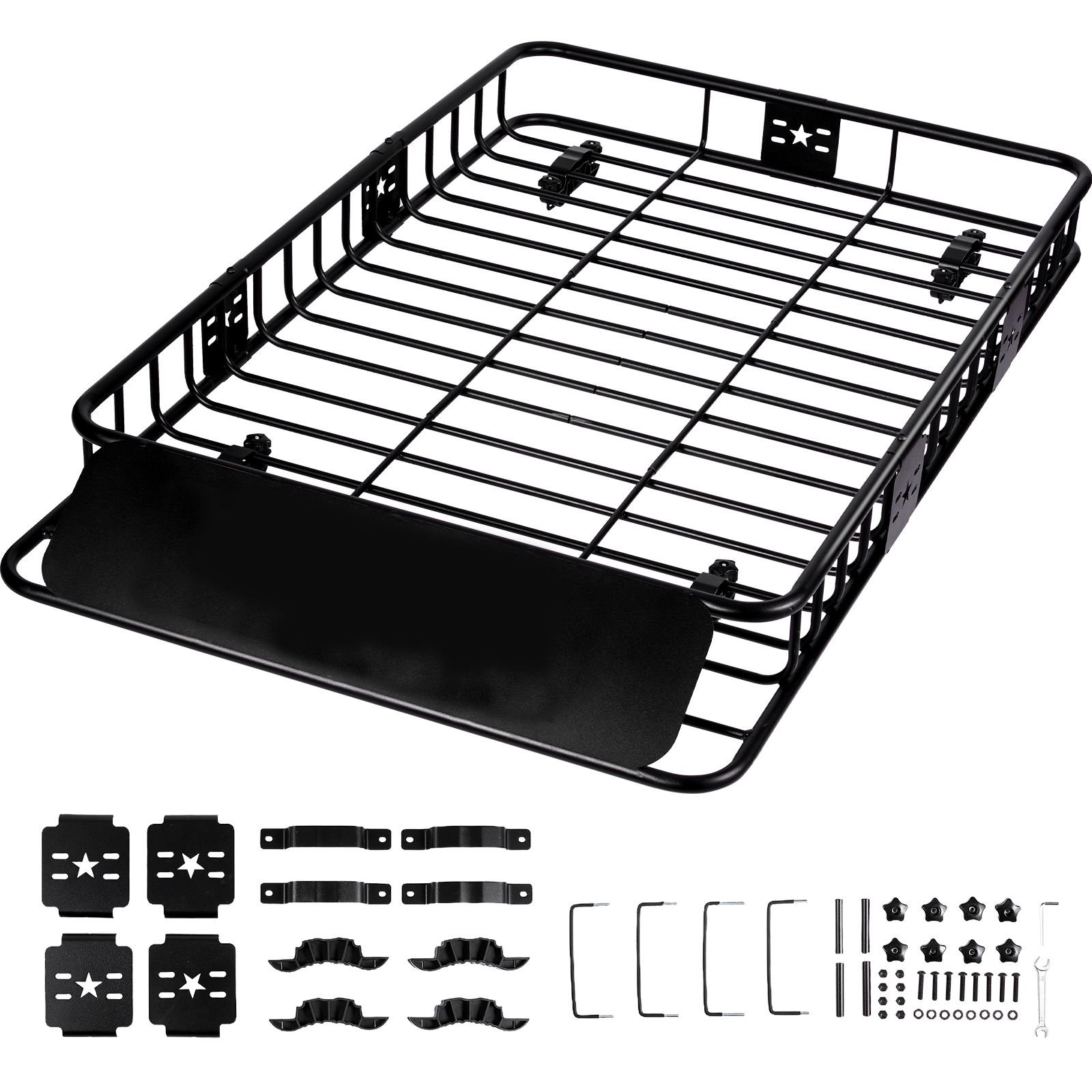 roof rack cargo basket, 64" x 39" x 6" rooftop cargo carrier with extension, heavy duty steel 200 lbs capacity universal roof rack basket, luggage holder for suv, truck