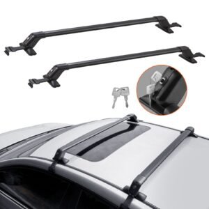 roof rack cross bars, aluminum roof rack crossbars, fit roof without side rail, 155 lbs load capacity, adjustable bare roof crossbars with locks, for suvs, sedans, and vans