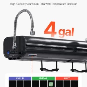 roof rack water tank, 4 gal, multi dispensing outdoor tank with 2 splash guard panels & t slot, high capacity aluminum tank with pressurization port, fit for trunks, roll bars, crossbars