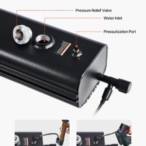 roof rack water tank, 4 gal, multi dispensing outdoor tank with 2 splash guard panels & t slot, high capacity aluminum tank with pressurization port, fit for trunks, roll bars, crossbars