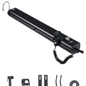 roof rack water tank, 7 gal, multi dispensing outdoor tank with 2 splash guard panels & t slot, high capacity aluminum tank with pressurization port, fit for trunks, roll bars, crossbars