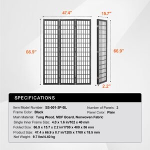 room divider, 3 panel japanese room divider, wood folding privacy screen indoor, japanese partition dividers portable decoration screens, for room separation home office restaurant & bedroom