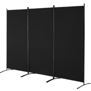 room divider, 3 panel room divider, folding privacy screen and portable partition divider for room separation, freestanding room partitions for office, bedroom, study, black