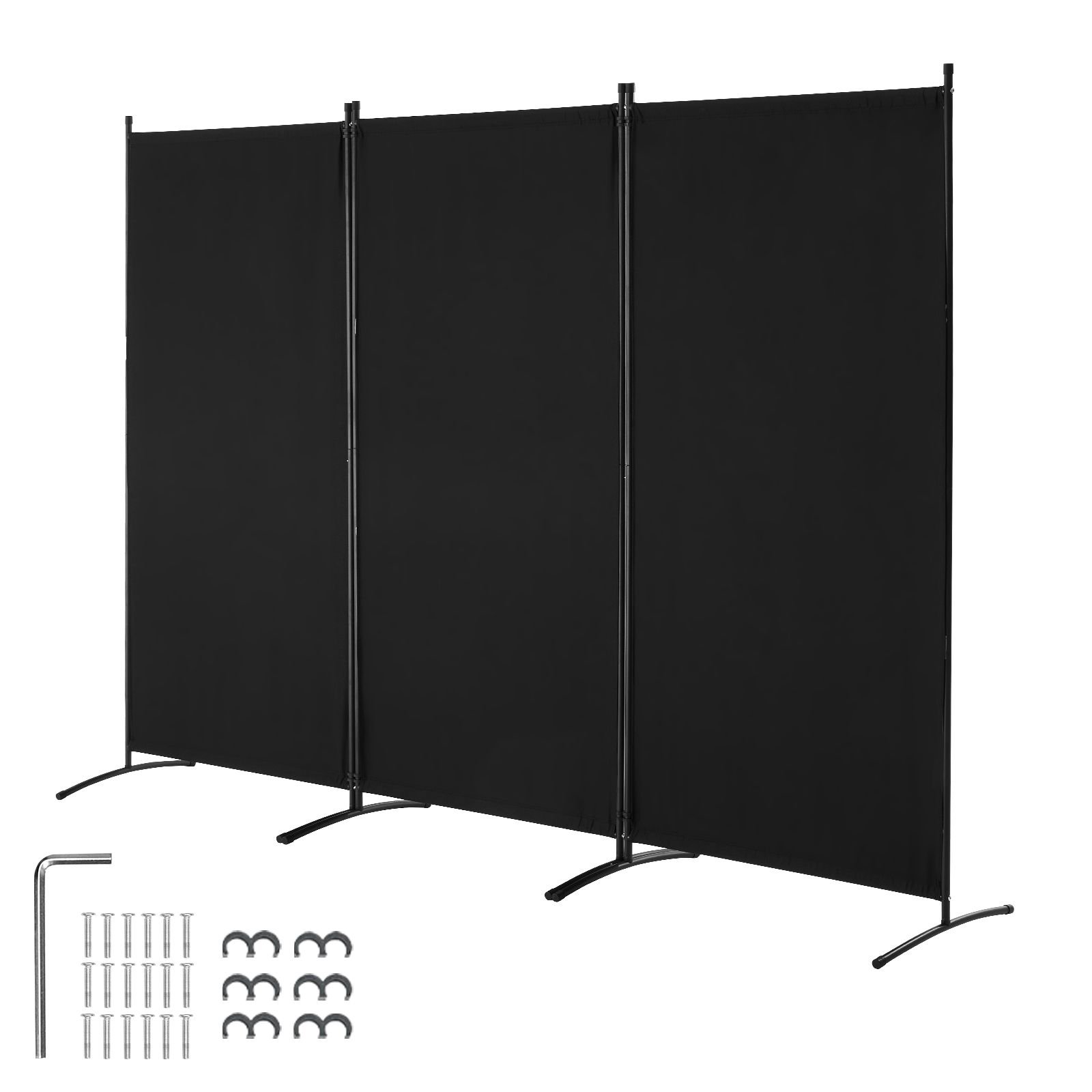 room divider, 3 panel room divider, folding privacy screen and portable partition divider for room separation, freestanding room partitions for office, bedroom, study, black