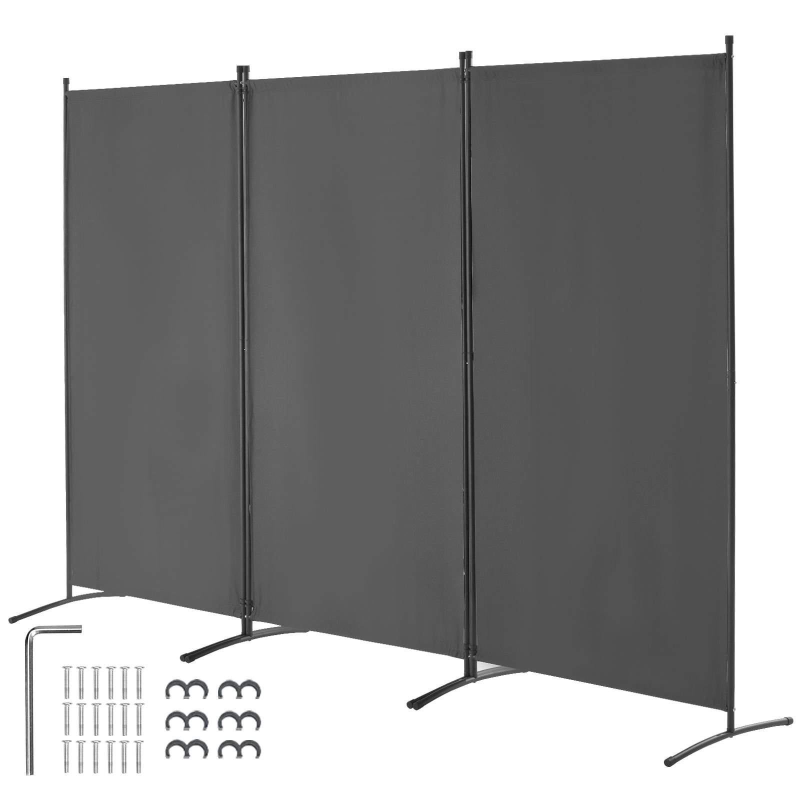 room divider, 3 panel room divider, folding privacy screen and portable partition divider for room separation, freestanding room partitions for office, bedroom, study, grey
