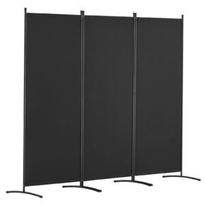 room divider, 3 panel room dividers and folding privacy screens, fabric partition room dividers for office, bedroom, dining room, study, freestanding, black