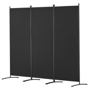 Room Divider, 3 Panel Room Dividers and Folding Privacy Screens, Fabric Partition Room Dividers for Office, Bedroom, Dining Room, Study, Freestanding, Black