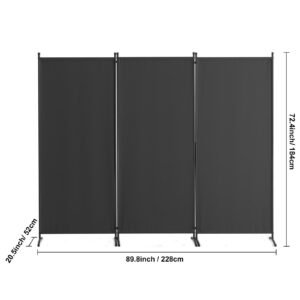 room divider, 3 panel room dividers and folding privacy screens, fabric partition room dividers for office, bedroom, dining room, study, freestanding, gray