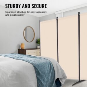 room divider, 4 panel room divider, folding privacy screen and portable partition divider for room separation, freestanding room partitions for office, bedroom, study, beige