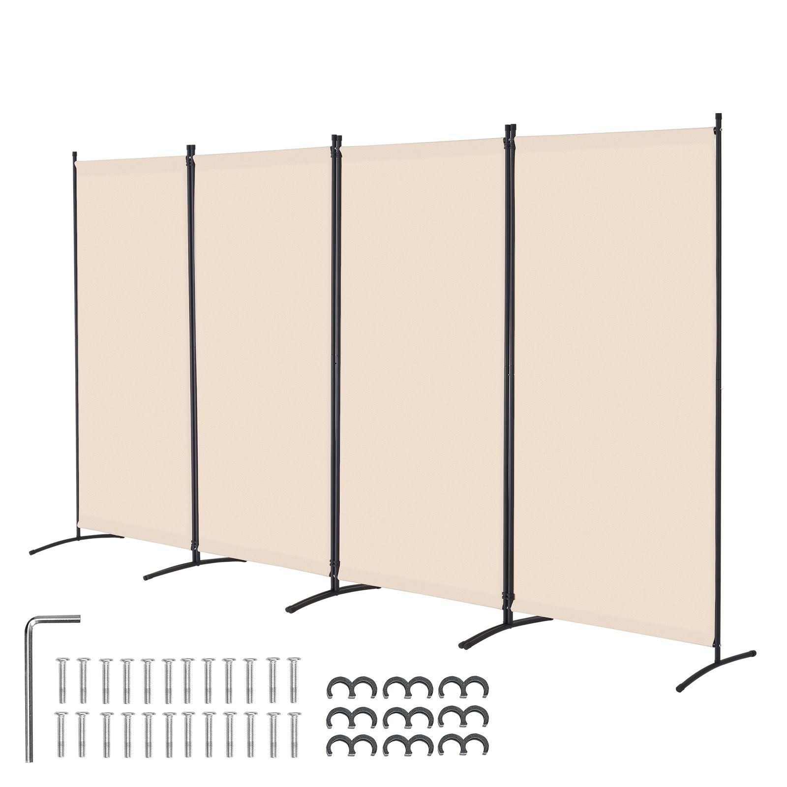 room divider, 4 panel room divider, folding privacy screen and portable partition divider for room separation, freestanding room partitions for office, bedroom, study, beige
