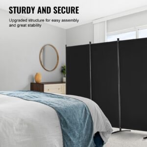 room divider, 4 panel room divider, folding privacy screen and portable partition divider for room separation, freestanding room partitions for office, bedroom, study, black