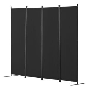 Room Divider, 4 Panel Room Dividers and Folding Privacy Screens, Fabric Partition Room Dividers for Office, Bedroom, Dining Room, Study, Freestanding, Black