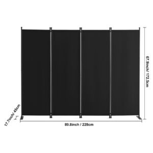 room divider, 4 panel room dividers and folding privacy screens, fabric partition room dividers for office, bedroom, dining room, study, freestanding, black