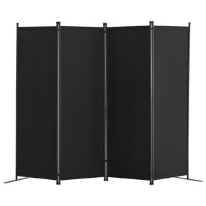 room divider, 4 panel room dividers and folding privacy screens, fabric partition room dividers for office, bedroom, dining room, study, freestanding, black
