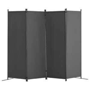 room divider, 4 panel room dividers and folding privacy screens, fabric partition room dividers for office, bedroom, dining room, study, freestanding, light gray