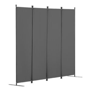 room divider, 4 panel room dividers and folding privacy screens, fabric partition room dividers for office, bedroom, dining room, study, freestanding, light gray
