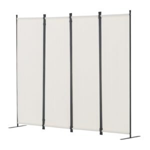 Room Divider, 4 Panel Room Dividers and Folding Privacy Screens, Fabric Partition Room Dividers for Office, Bedroom, Dining Room, Study, Freestanding, White
