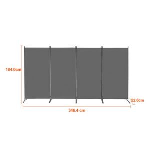 room divider, 4 panels room divider, folding privacy screen and portable partition divider for room separation, freestanding room partitions for office, bedroom, study, grey