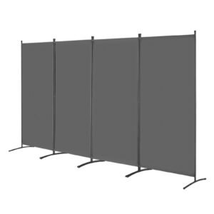 room divider, 4 panels room divider, folding privacy screen and portable partition divider for room separation, freestanding room partitions for office, bedroom, study, grey