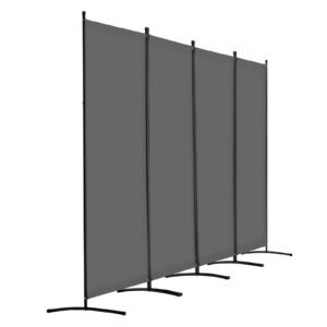 room divider, 4 panels room divider, folding privacy screen and portable partition divider for room separation, freestanding room partitions for office, bedroom, study, grey