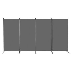 room divider, 4 panels room divider, folding privacy screen and portable partition divider for room separation, freestanding room partitions for office, bedroom, study, grey