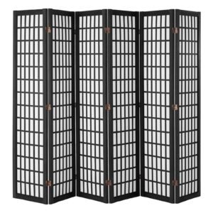 room divider, 6 panel japanese room divider, folding privacy screen indoor, portable partition dividers and decoration screens, for room separation, home, office, restaurant & bedroom (black)