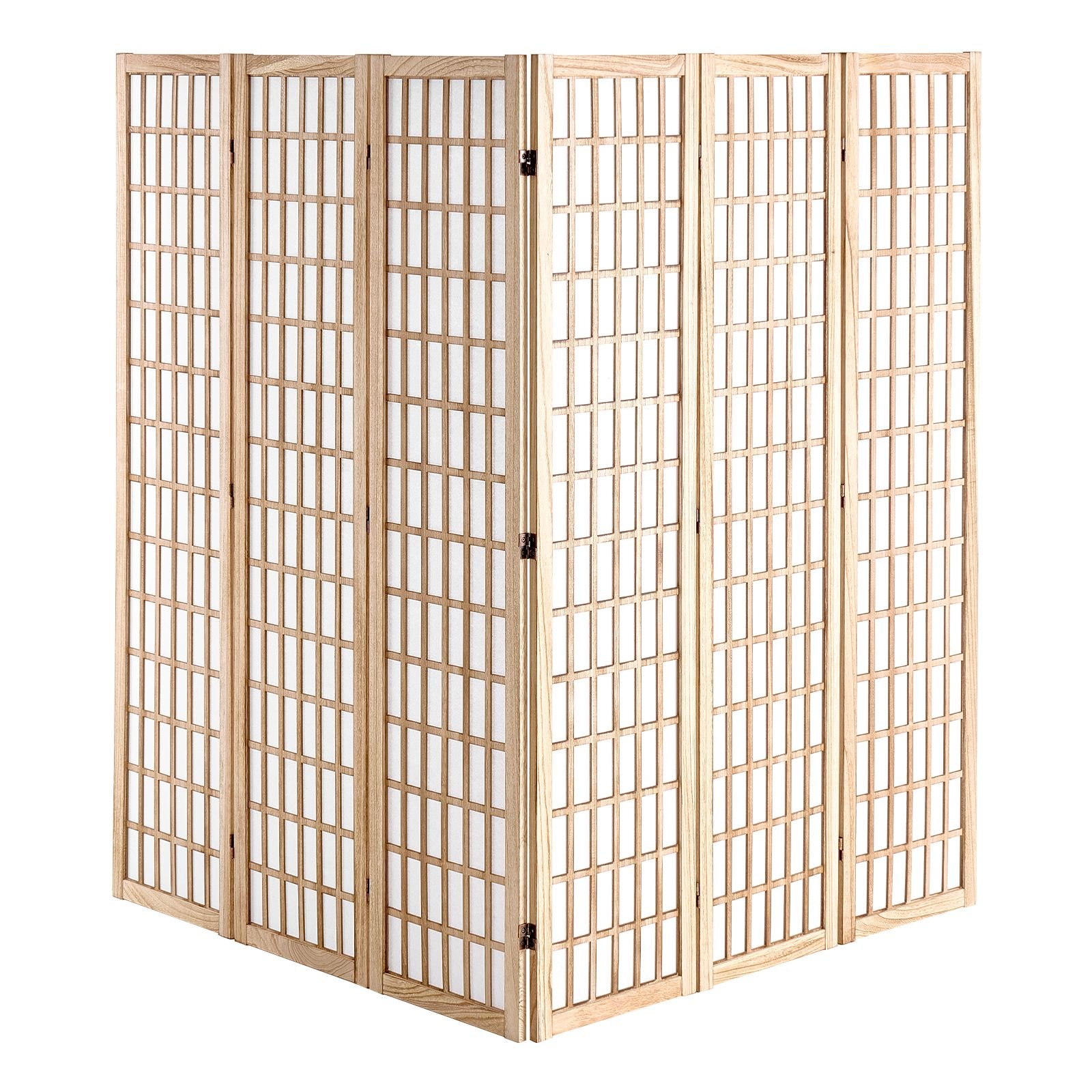 room divider, 6 panel japanese room divider, wood folding privacy screen indoor, japanese partition dividers portable decoration screens, for room separation home office restaurant & bedroom
