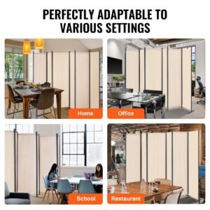 room divider, 6 panel room divider, folding privacy screen and portable partition divider for room separation, freestanding room partitions for office, bedroom, study, beige