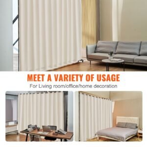 room divider, portable panel room divider with wheels curtain divider stand, freestanding room divider privacy screen for office, bedroom, dining room, study, beige