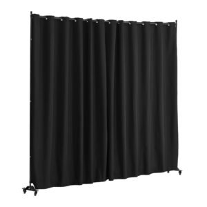 room divider, portable panel room divider with wheels curtain divider stand, freestanding room divider privacy screen for office, bedroom, dining room, study, black
