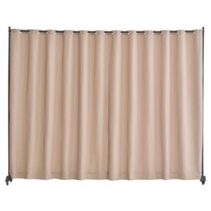 room divider, portable panel room divider with wheels curtain divider stand, freestanding room divider privacy screen for office, bedroom, dining room, study, brown