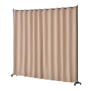 Room Divider, Portable Panel Room Divider with Wheels Curtain Divider Stand, Freestanding Room Divider Privacy Screen for Office, Bedroom, Dining Room, Study, Brown