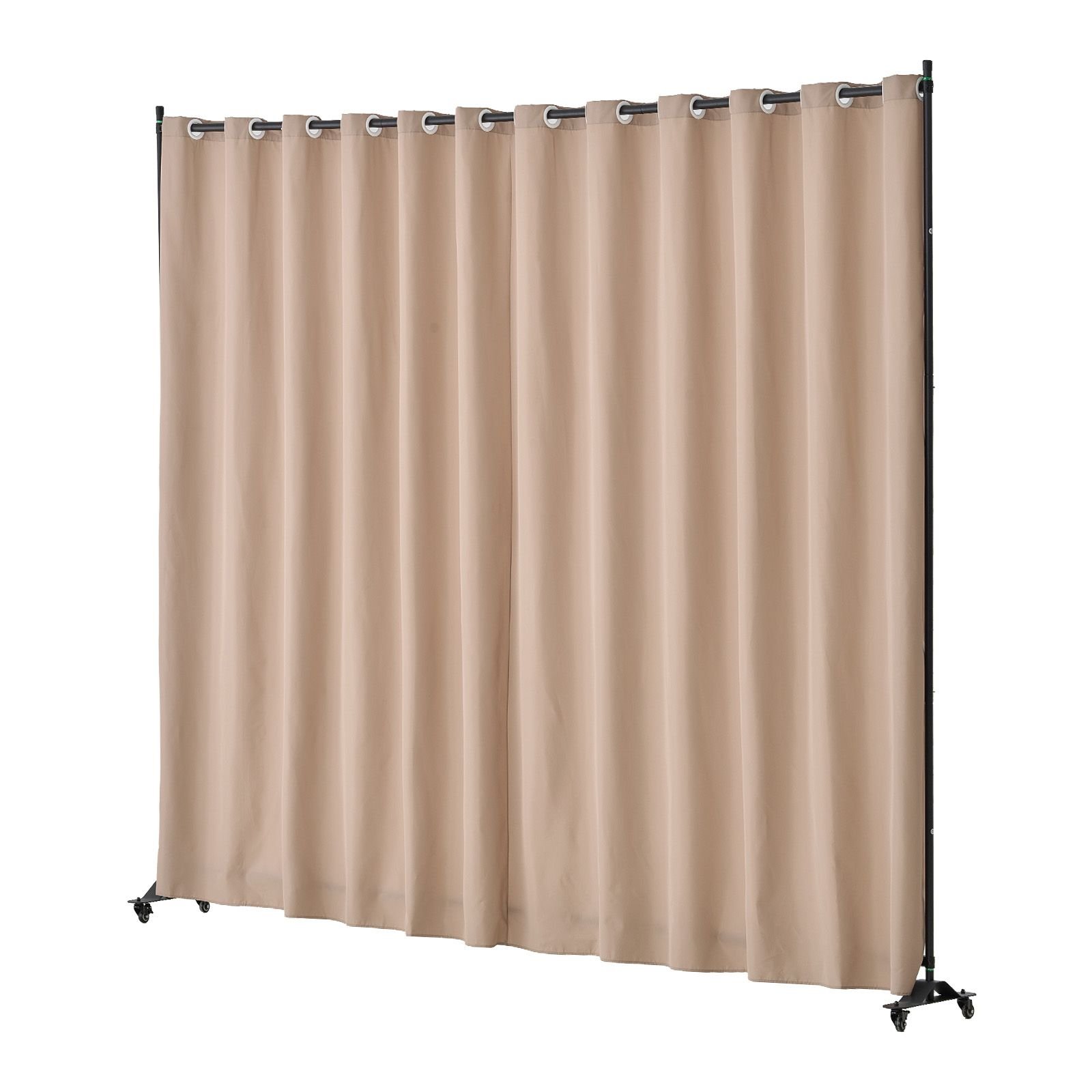 room divider, portable panel room divider with wheels curtain divider stand, freestanding room divider privacy screen for office, bedroom, dining room, study, brown