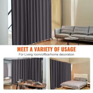 room divider, portable panel room divider with wheels curtain divider stand, freestanding room divider privacy screen for office, bedroom, dining room, study, gray