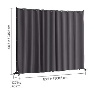 room divider, portable panel room divider with wheels curtain divider stand, freestanding room divider privacy screen for office, bedroom, dining room, study, gray